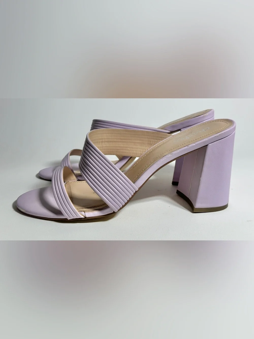 Charles By Charles David Lilac Ribbed Strap Slide Mules